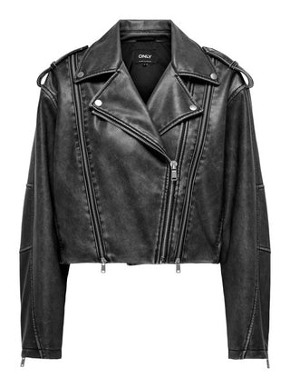 Only Giacca biker in ecopelle con zip
