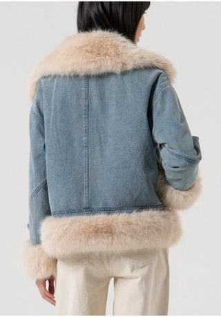 FRACOMINA Giacca over modello biker in denim