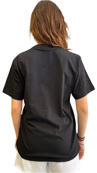 DISCLAIMER T-shirt crop in jersey con stampa sul davanti