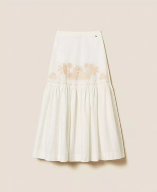 TWINSET ACTITUDE Gonna lunga con balza e ricamo