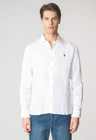 U.S. POLO ASNN. Camicia di puro lino slim fit