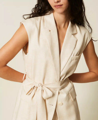 TWINSET ACTITUDE Gilet con stampa e cintura