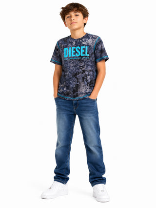 Diesel T-shirt in cotone con stampa effetto vissuto all-over