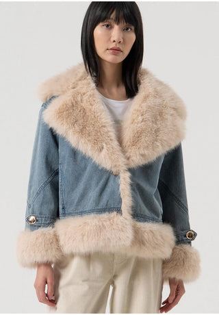 FRACOMINA Giacca over modello biker in denim