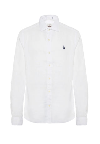 U.S. POLO ASNN. Camicia di puro lino slim fit