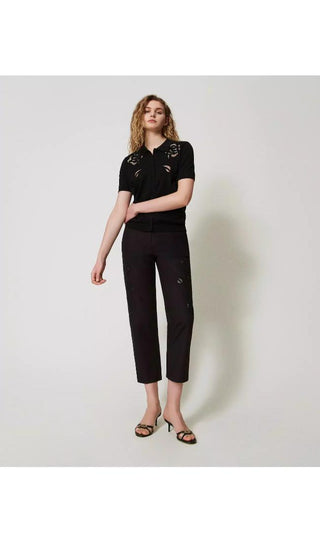 TWINSET ACTITUDE Pantaloni dritti con ricamo