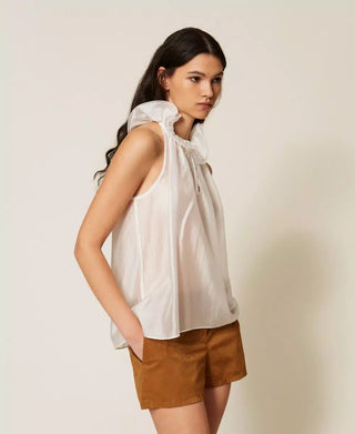TWINSET ACTITUDE Top in voile con volant