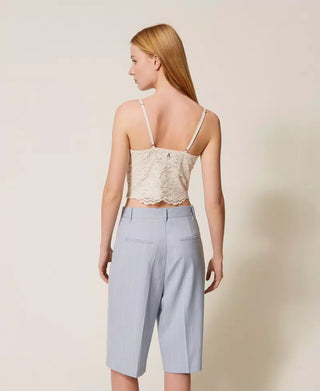 TWINSET ACTITUDE Bermuda gessati con tasche