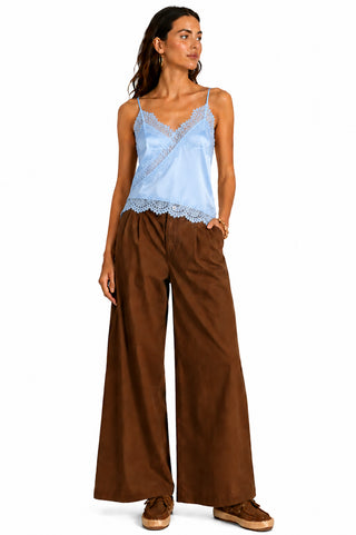 DIXIE Top spalline sottili con bordo pizzo asimmetrico