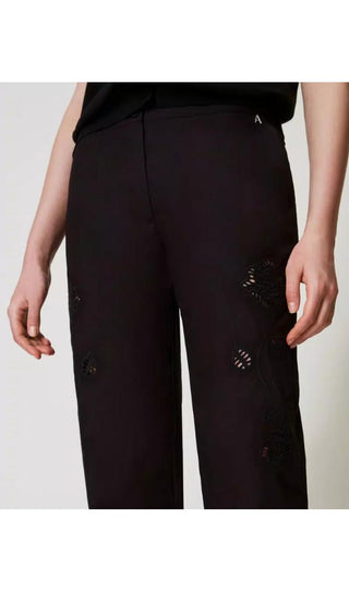 TWINSET ACTITUDE Pantaloni dritti con ricamo