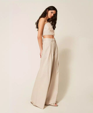 TWINSET ACTITUDE Pantaloni in misto lino con lurex