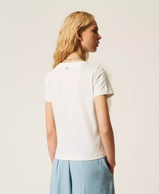 TWINSET ACTITUDE T-shirt regular con fiori in tulle
