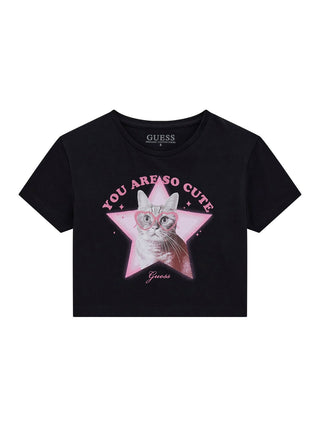 GUESS Maglietta crop con stampa