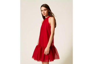 TWINSET ACTITUDE 252AT2091 ABITI Abito corto in tulle con balza