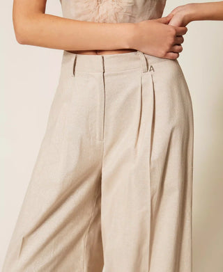 TWINSET ACTITUDE Pantaloni in misto lino con lurex