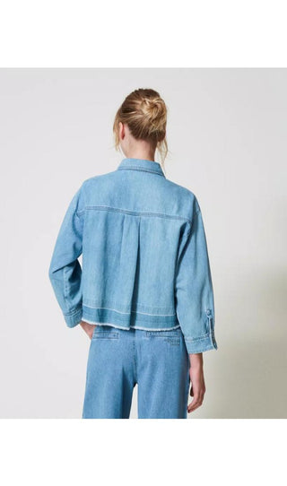 TWINSET ACTITUDE Camicia in jeans con borchie