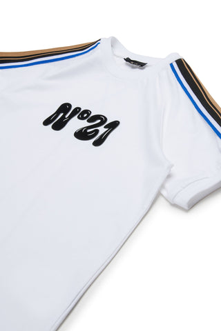 N°21 T-shirt con logo e dettagli a righe