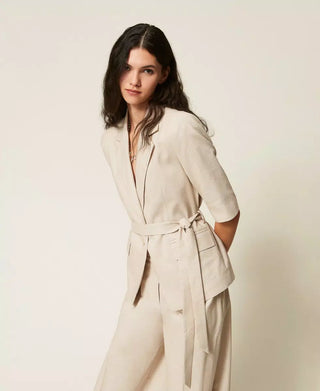 TWINSET ACTITUDE Giacca blazer in misto lino con lurex