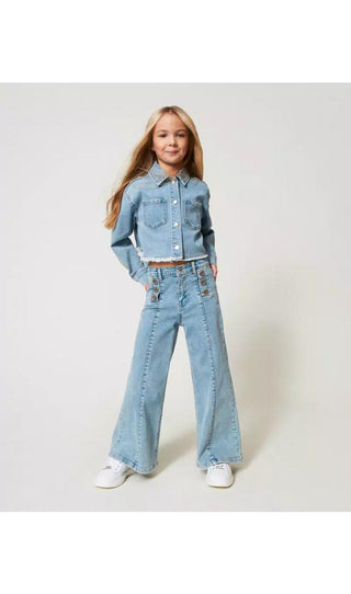 TWINSET GIRL Jeans wide leg con bottoni