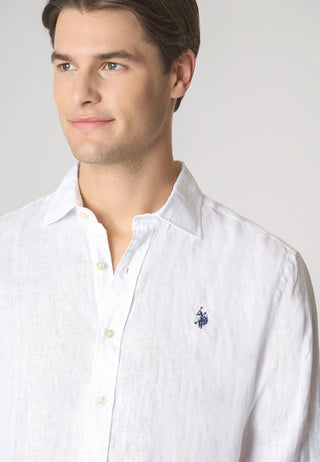 U.S. POLO ASNN. Camicia di puro lino slim fit