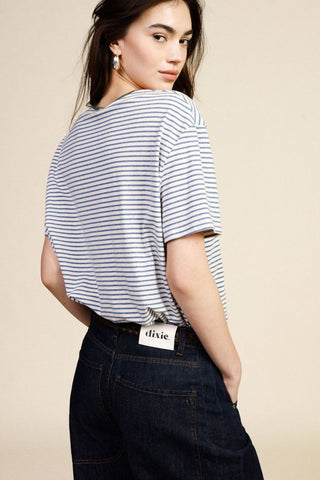 DIXIE T-shirt a righe con taschino a girocollo
