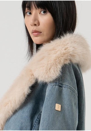 FRACOMINA Giacca over modello biker in denim