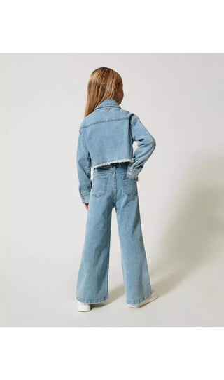 TWINSET GIRL Jeans wide leg con bottoni