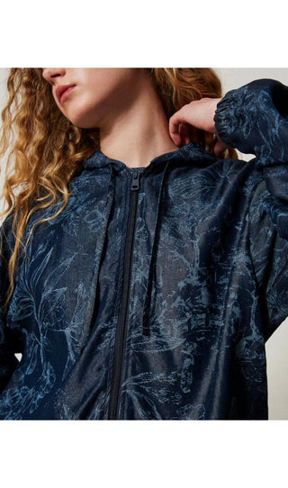 TWINSET ACTITUDE Bomber jeans fiori