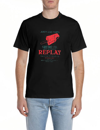 REPLAY T-SHIRT REGULAR FIT CON STAMPA GELATO