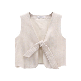MELBY Gilet in lino gessato