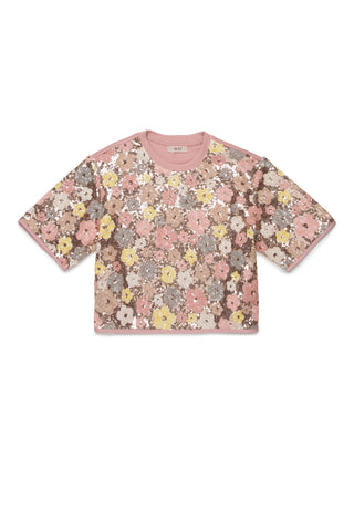N°21 T-SHIRT Maglietta floreale decorata con paillettes