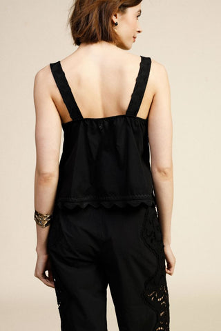 DIXIE Top stampato con pizzo e scollo a v