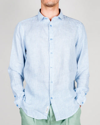 GIANNI LUPO Camicia Misto Lino riga stretta