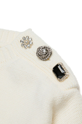 N°21 Pullover in misto lana con bottoni gioiello