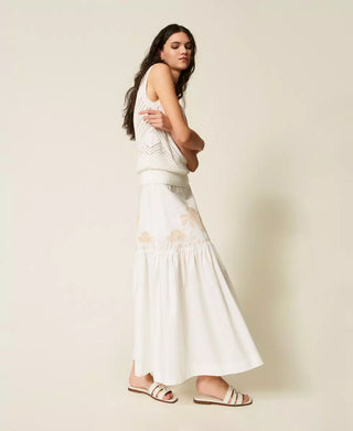 TWINSET ACTITUDE Gonna lunga con balza e ricamo