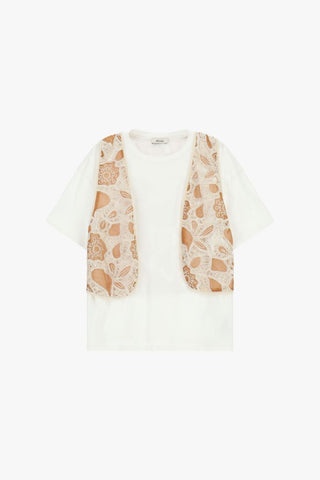 DIXIE T-shirt girocollo con inserto crochet frontale
