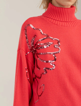 FREDMELLO FW25W12MD MAGLIA Maglia dolcevita con ricami floreali