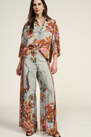 DIXIE Pantaloni palazzo fantasia floreale e dettagli