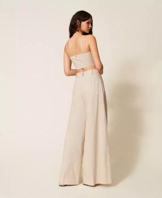 TWINSET ACTITUDE Pantaloni in misto lino con lurex