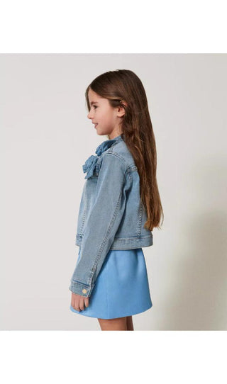 TWINSET GIRL Giacca denim con rose