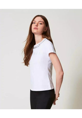 TWINSET ACTITUDE T-shirt con ricamo a mano e logo