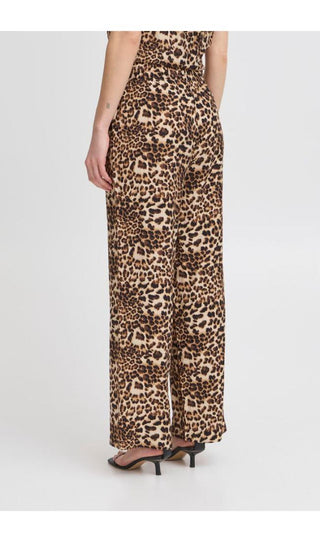 ICHI Pantaloni leopardati