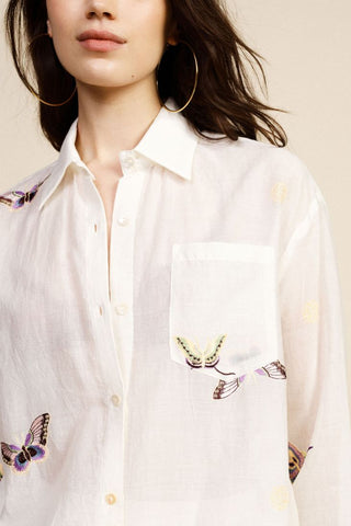DIXIE Camicia ampia con stampa farfalle e taschino