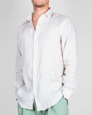 GIANNI LUPO Camicia Misto Lino riga stretta