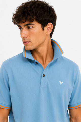 FREDMELLO Polo a Manica Corta in Piquet Stretch