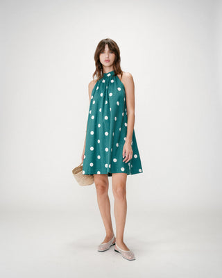 Grace & Mila Abito corto e svolazzante a pois con scollo all'americana
