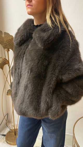 Grace & Mila Cappotto con revers effetto pelliccia