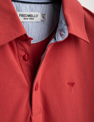 FREDMELLO Polo a Manica Corta in Piquet Stretch