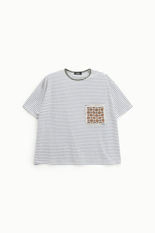 DIXIE T-shirt a righe con taschino a girocollo