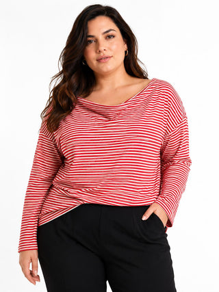 SUSY STAR Maglia Lunghe Righe Scollo Barca